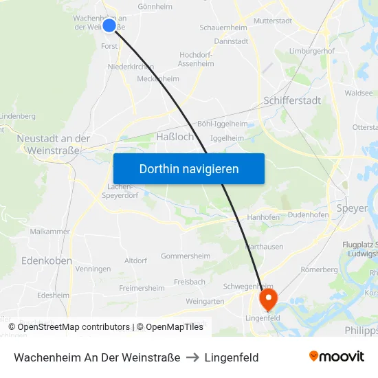 Wachenheim An Der Weinstraße to Lingenfeld map