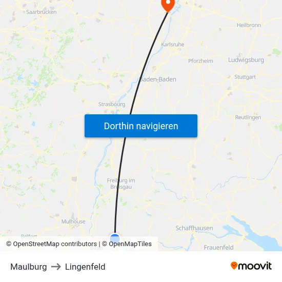 Maulburg to Lingenfeld map