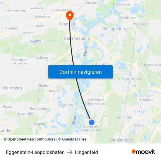 Eggenstein-Leopoldshafen to Lingenfeld map