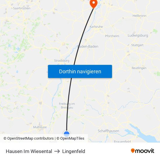 Hausen Im Wiesental to Lingenfeld map