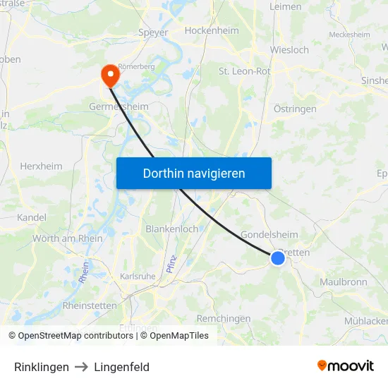 Rinklingen to Lingenfeld map