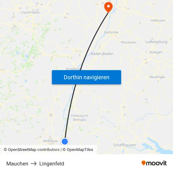 Mauchen to Lingenfeld map
