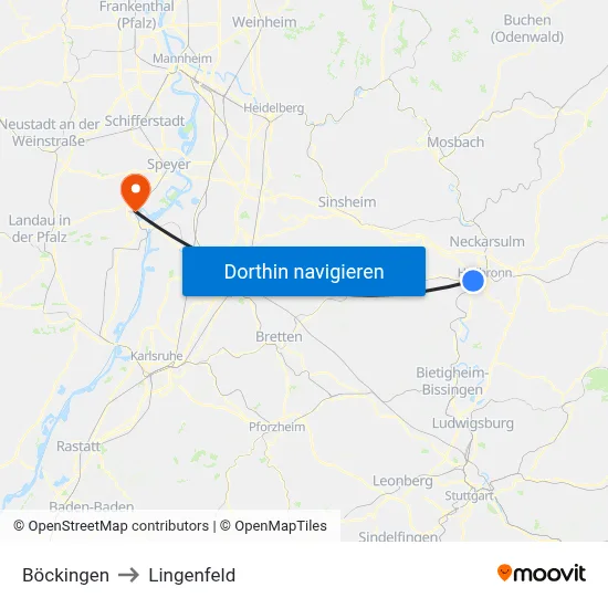 Böckingen to Lingenfeld map