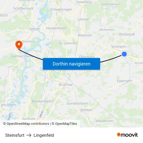 Steinsfurt to Lingenfeld map