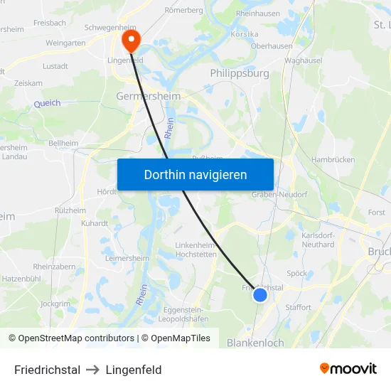 Friedrichstal to Lingenfeld map