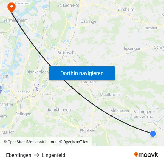 Eberdingen to Lingenfeld map