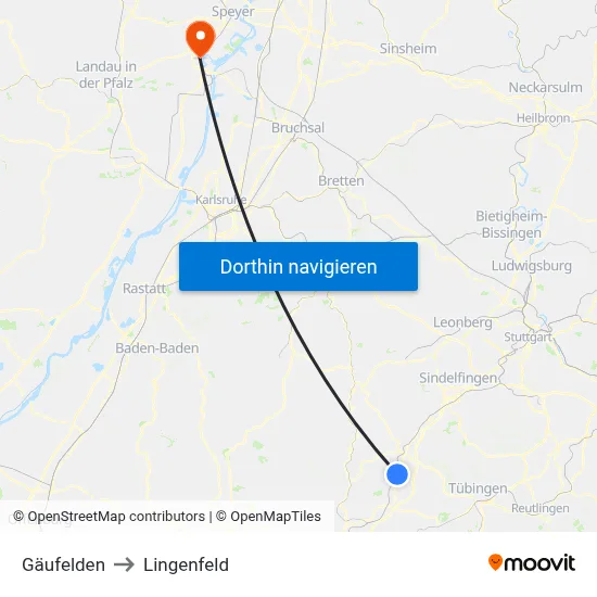 Gäufelden to Lingenfeld map