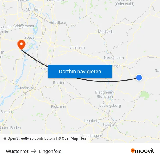 Wüstenrot to Lingenfeld map