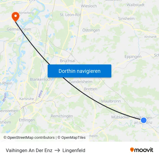 Vaihingen An Der Enz to Lingenfeld map
