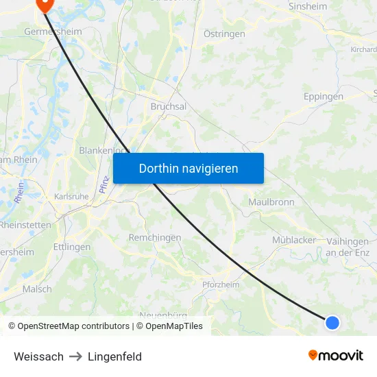 Weissach to Lingenfeld map