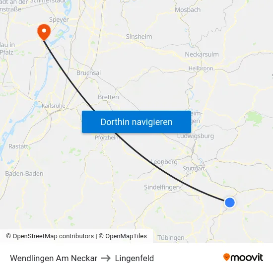 Wendlingen Am Neckar to Lingenfeld map