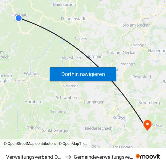 Verwaltungsverband Oberes Renchtal to Gemeindeverwaltungsverband Heuberg map