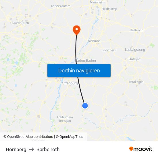 Hornberg to Barbelroth map
