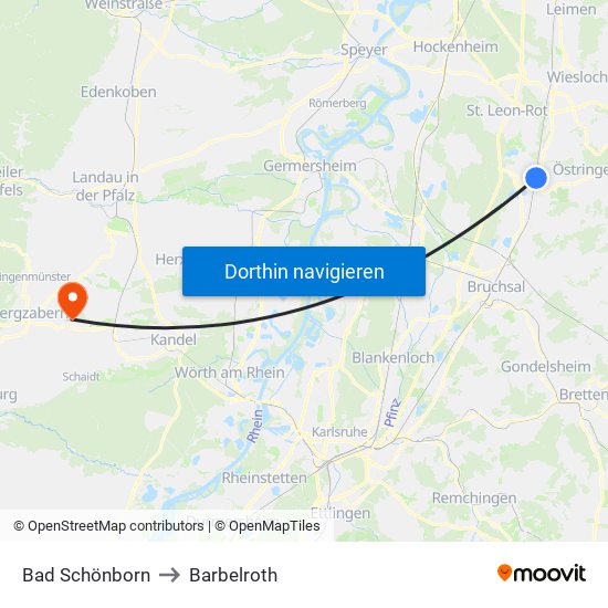 Bad Schönborn to Barbelroth map
