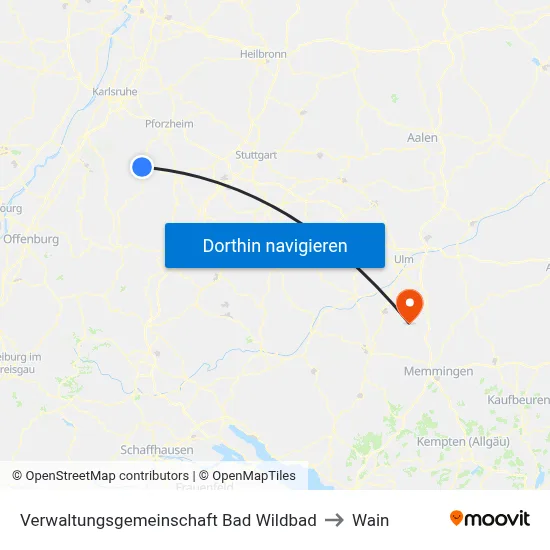 Verwaltungsgemeinschaft Bad Wildbad to Wain map