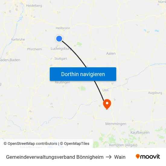 Gemeindeverwaltungsverband Bönnigheim to Wain map