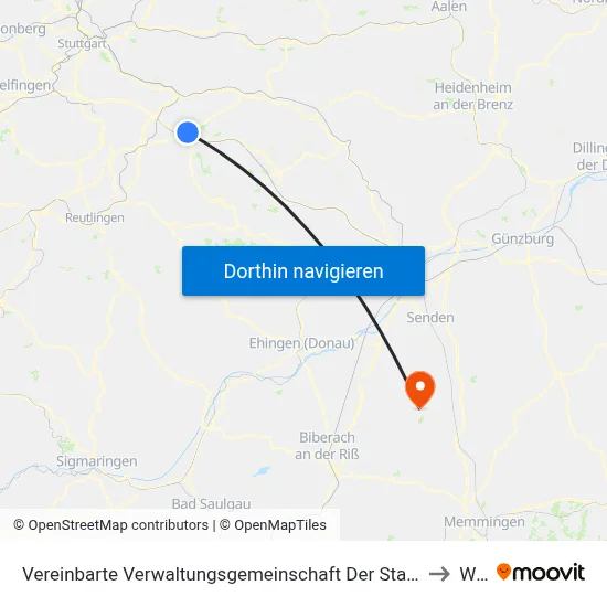 Vereinbarte Verwaltungsgemeinschaft Der Stadt Kirchheim Unter Teck to Wain map