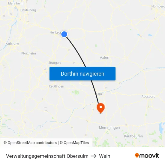 Verwaltungsgemeinschaft Obersulm to Wain map