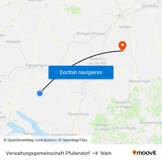Verwaltungsgemeinschaft Pfullendorf to Wain map