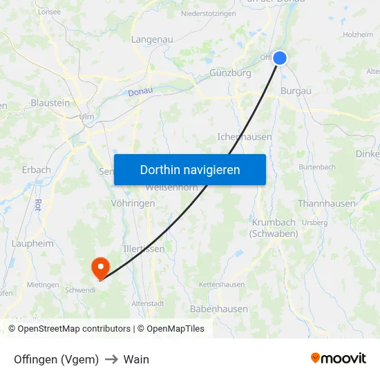 Offingen (Vgem) to Wain map
