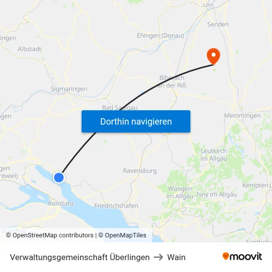 Verwaltungsgemeinschaft Überlingen to Wain map