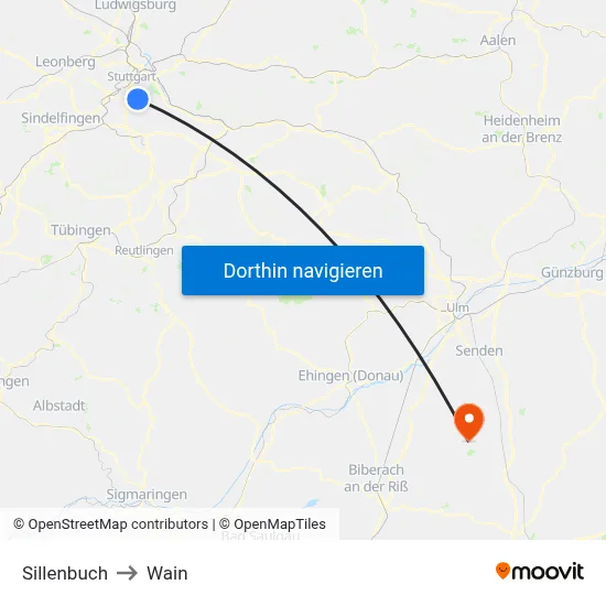 Sillenbuch to Wain map