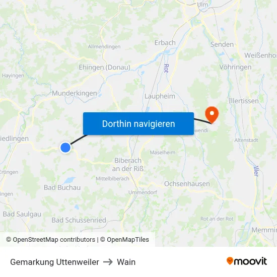 Gemarkung Uttenweiler to Wain map