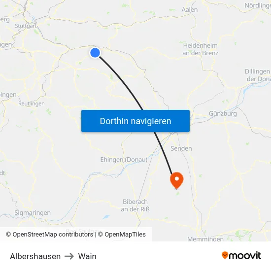 Albershausen to Wain map