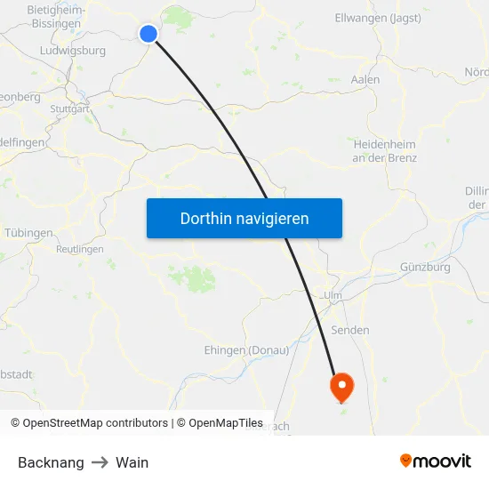 Backnang to Wain map
