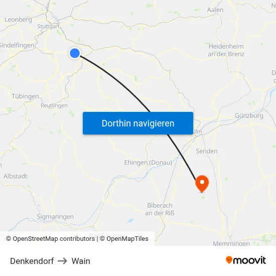 Denkendorf to Wain map