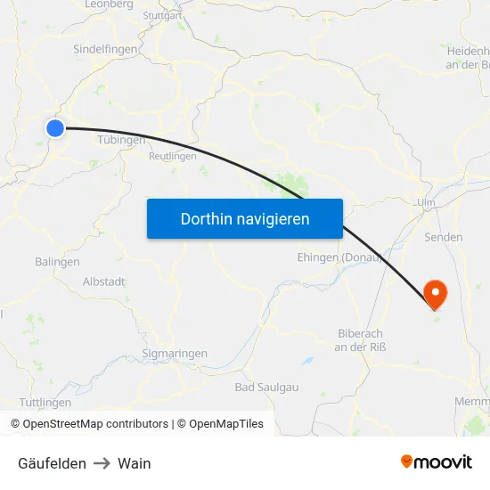 Gäufelden to Wain map