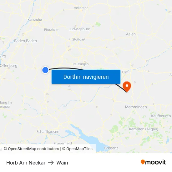 Horb Am Neckar to Wain map
