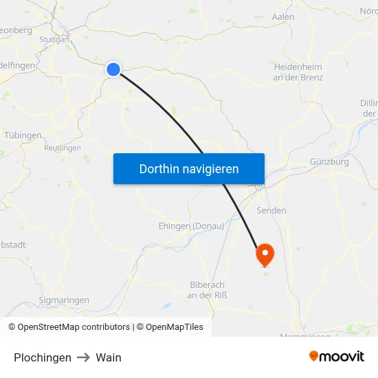 Plochingen to Wain map