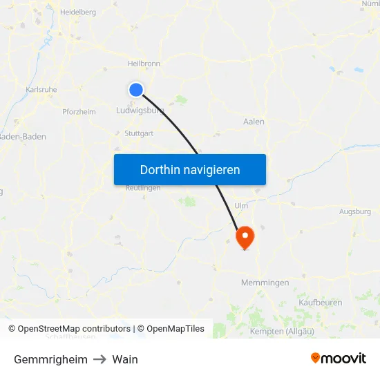 Gemmrigheim to Wain map