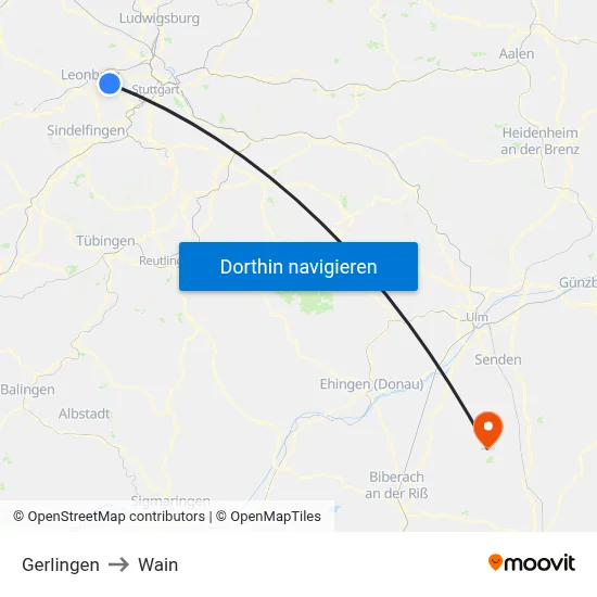 Gerlingen to Wain map