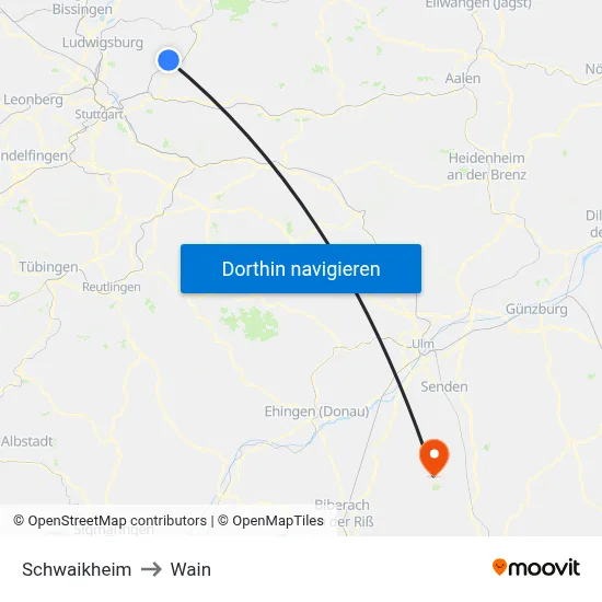 Schwaikheim to Wain map