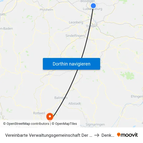 Vereinbarte Verwaltungsgemeinschaft Der Stadt Freiberg am Neckar to Denkingen map