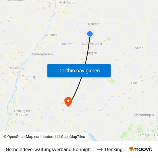 Gemeindeverwaltungsverband Bönnigheim to Denkingen map