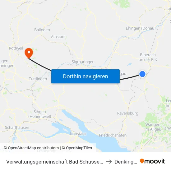Verwaltungsgemeinschaft Bad Schussenried to Denkingen map