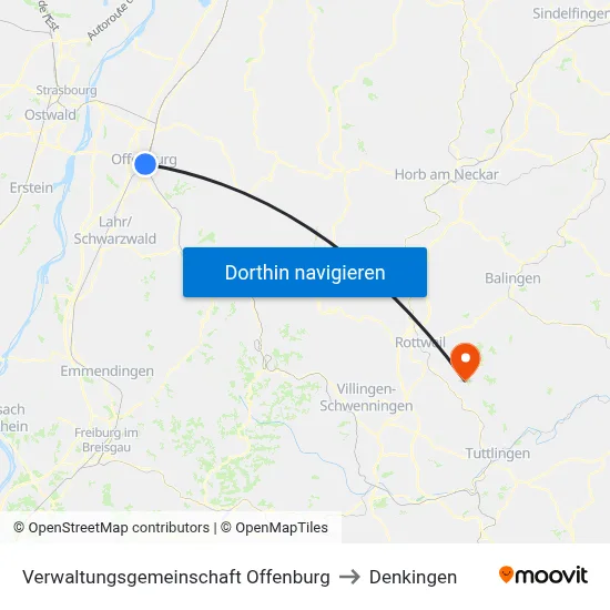 Verwaltungsgemeinschaft Offenburg to Denkingen map