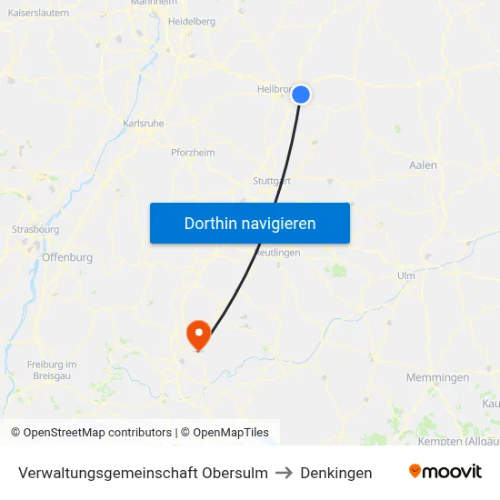 Verwaltungsgemeinschaft Obersulm to Denkingen map