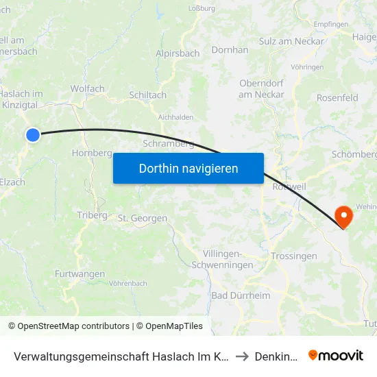 Verwaltungsgemeinschaft Haslach Im Kinzigtal to Denkingen map