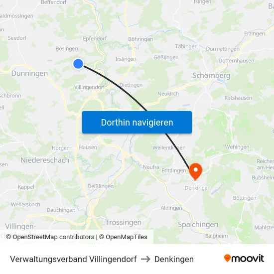Verwaltungsverband Villingendorf to Denkingen map