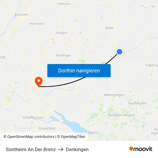 Sontheim An Der Brenz to Denkingen map