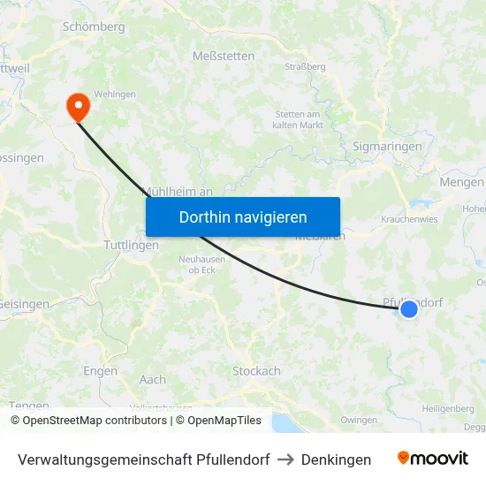 Verwaltungsgemeinschaft Pfullendorf to Denkingen map