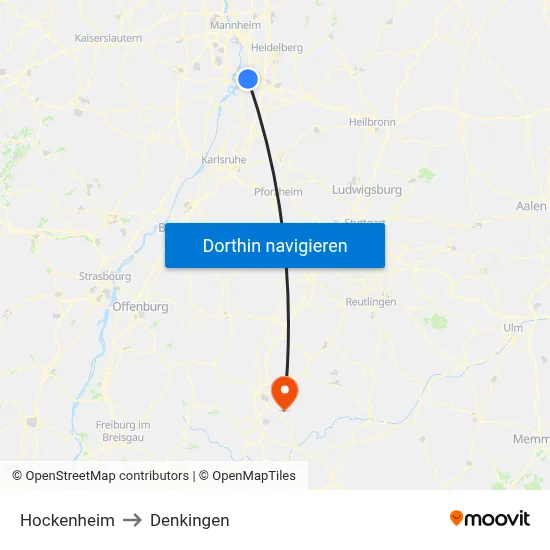 Hockenheim to Denkingen map