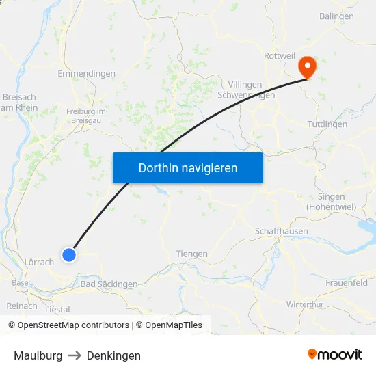 Maulburg to Denkingen map