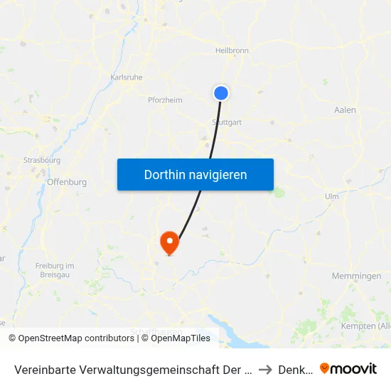 Vereinbarte Verwaltungsgemeinschaft Der Stadt Bietigheim-Bissingen to Denkingen map