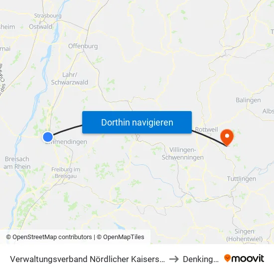 Verwaltungsverband Nördlicher Kaiserstuhl to Denkingen map
