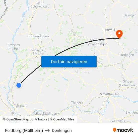Feldberg (Müllheim) to Denkingen map